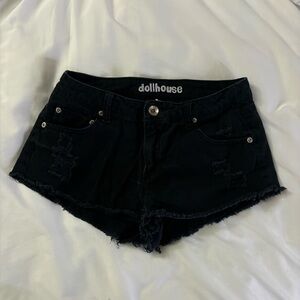 Dollhouse Black Distressed Shorts